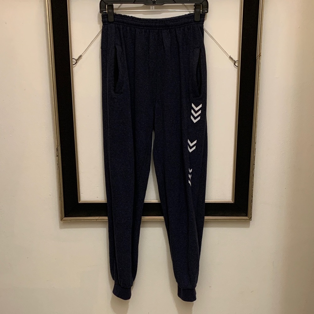 Navy Joggers with White Chevron Design